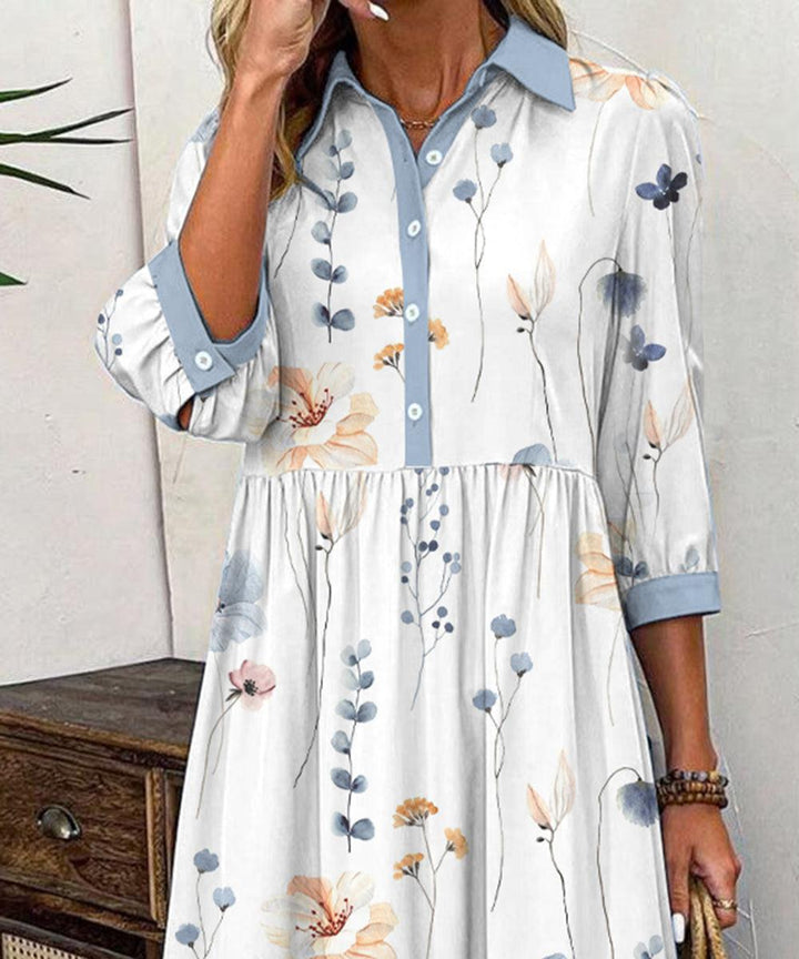 Aurore | Robe Maxi Frisse avec Imprimé & Col