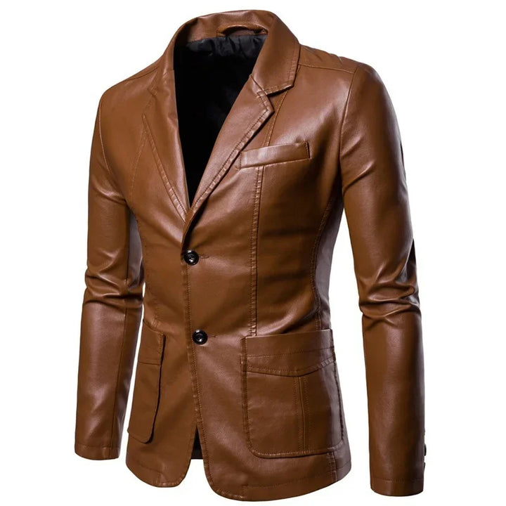 Louis™ - Blazer en Cuir Marron Élégant