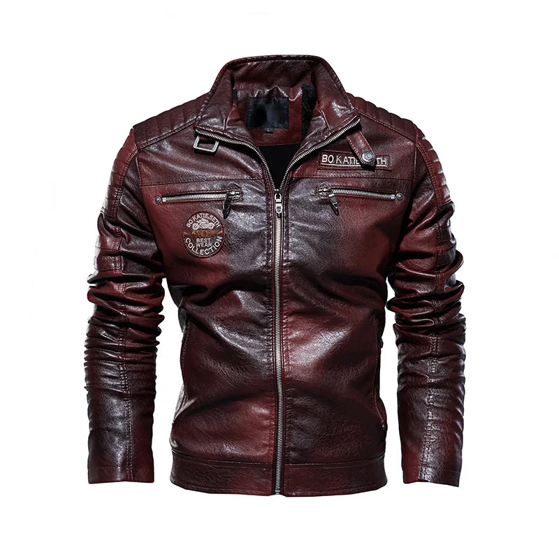 Alexandre™ - Veste Biker en Cuir Vintage Marron