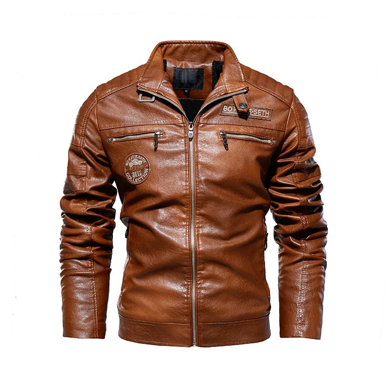 Alexandre™ - Veste Biker en Cuir Vintage Marron