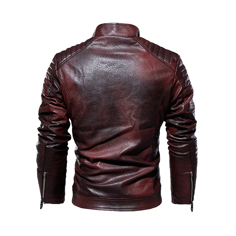 Alexandre™ - Veste Biker en Cuir Vintage Marron