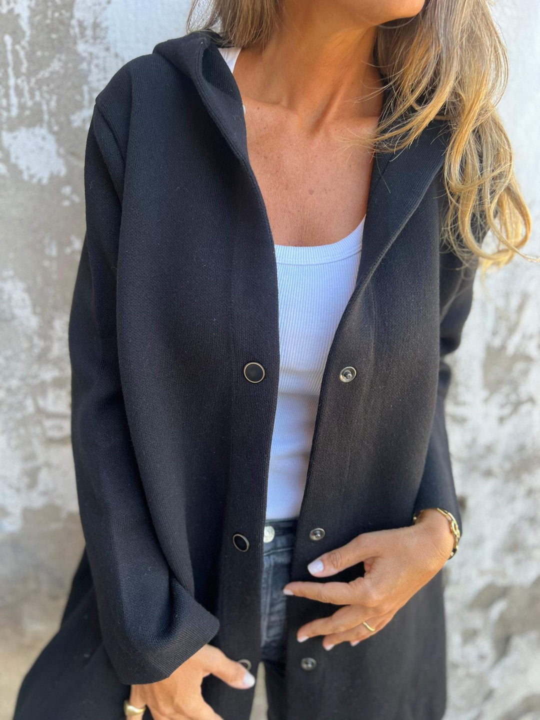 Appolinia™ | Cardigan avec Boutons et Capuche